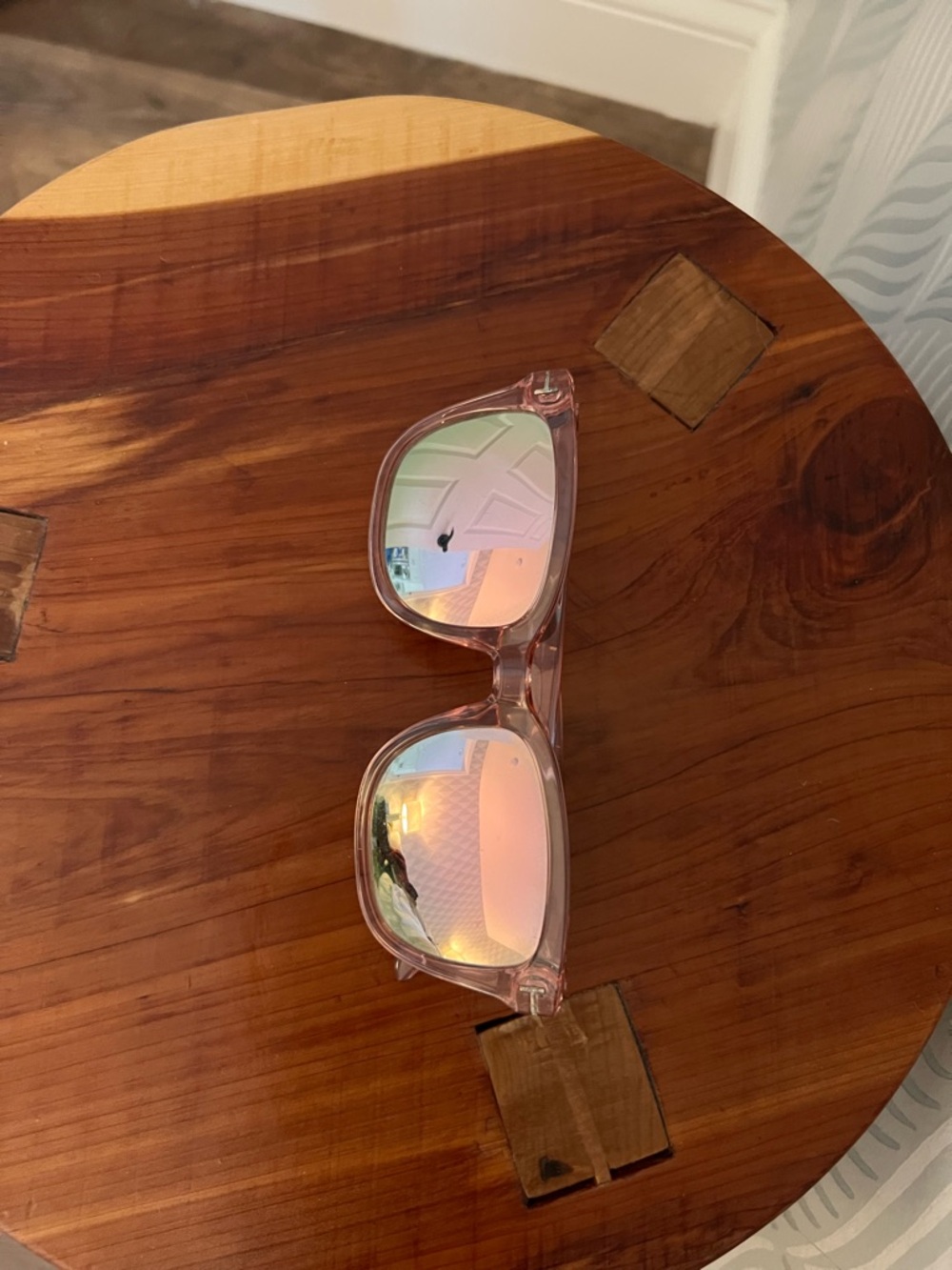 Amazon Pink Clear Frame Sunglasses with Iridescent Rose Lenses